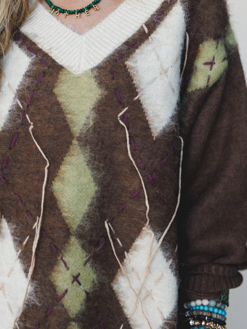 Calico String Sweater - Mocha