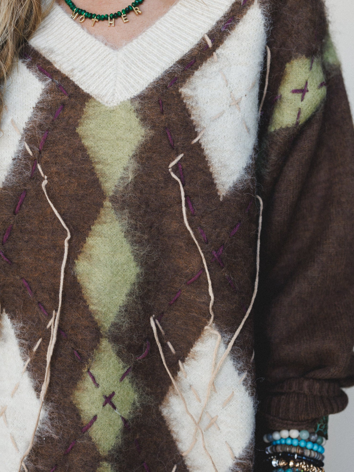 Calico String Sweater - Mocha