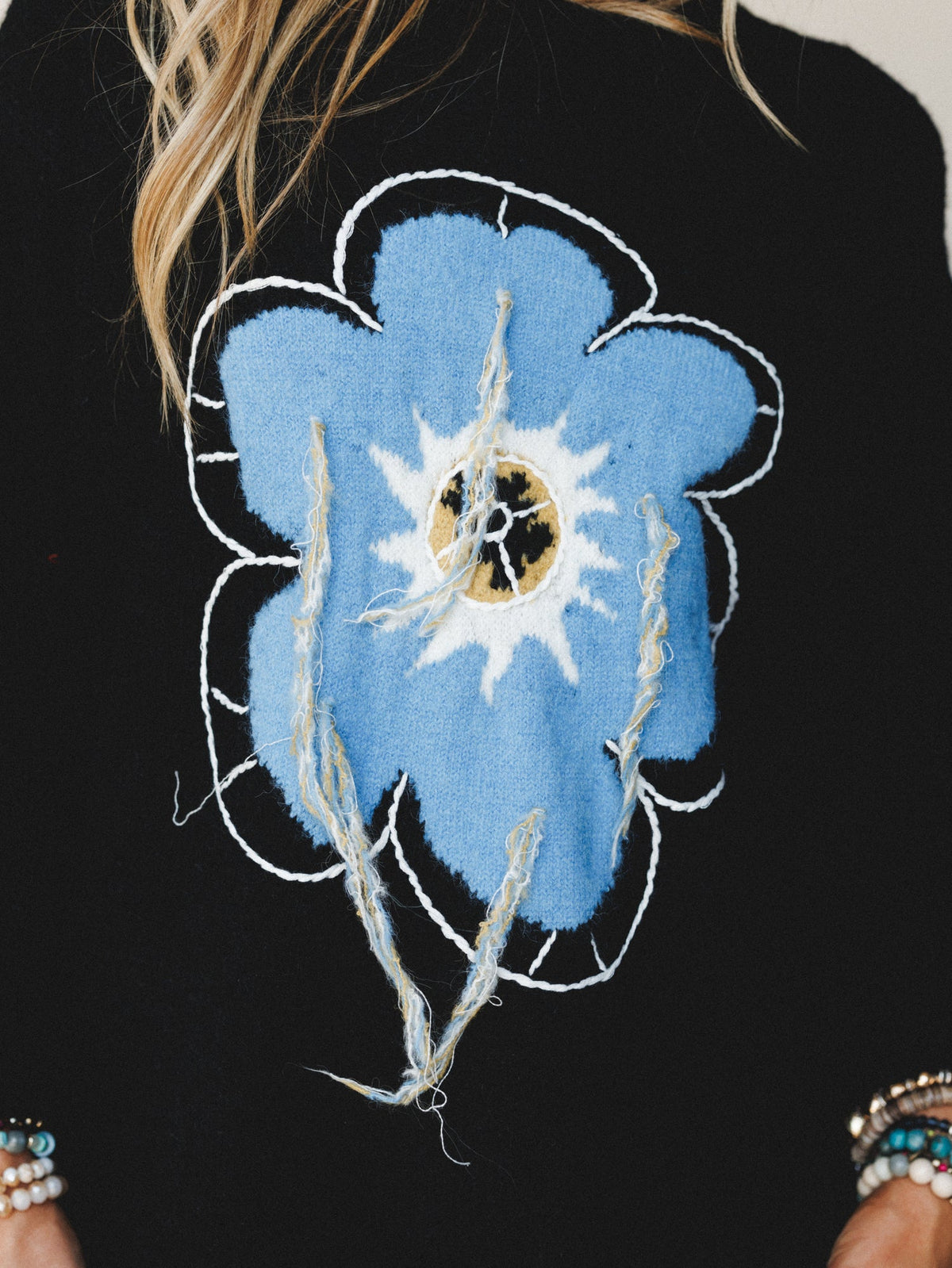 Bright Petals Sweater - Black