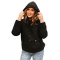 Lucky & Blessed Women's Quilted Drawstring Front Pocket Hoodie - Black