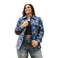 Lucky & Blessed Women's Cowboy Desert Printed Quilted Jacket - Blue