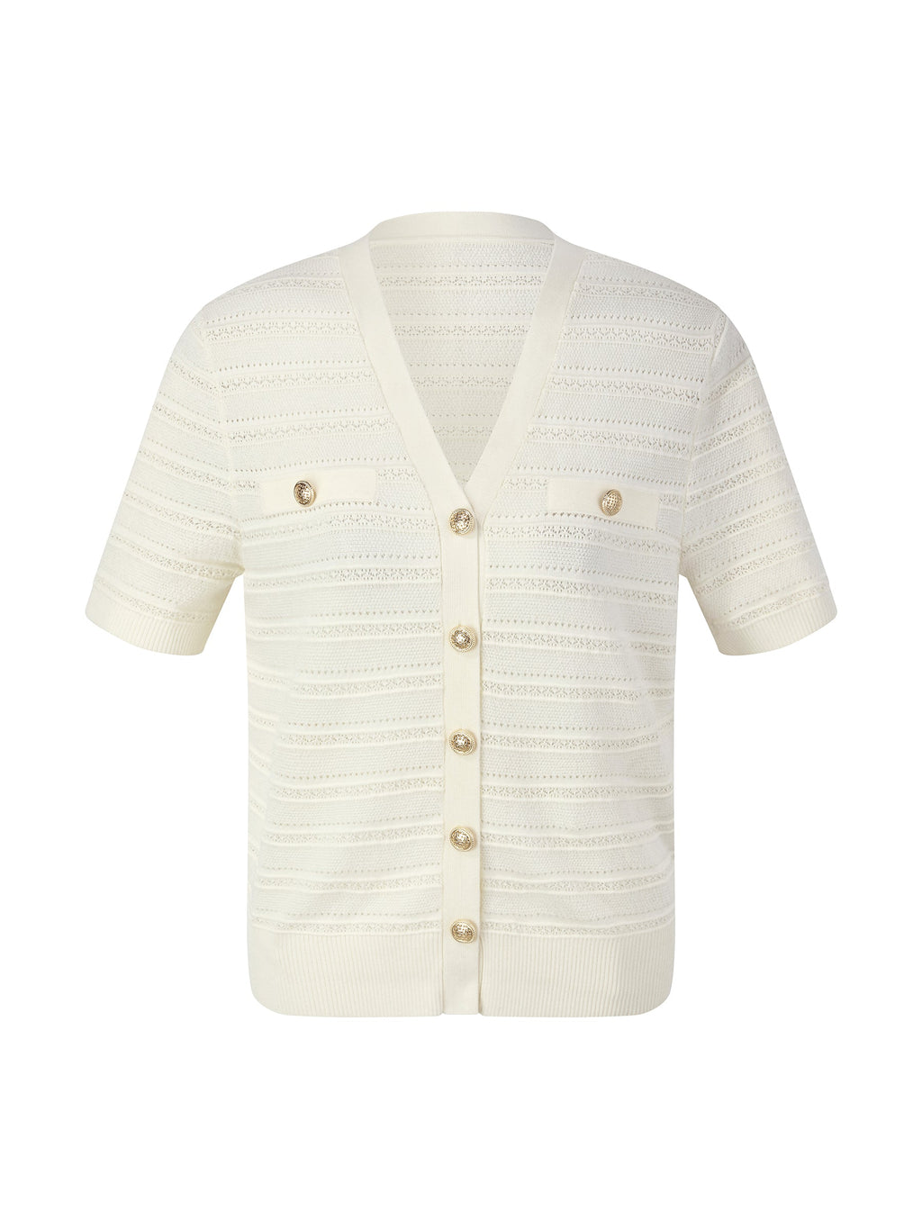 Tencel Blend Pointelle Women V-Neck Cardigan
