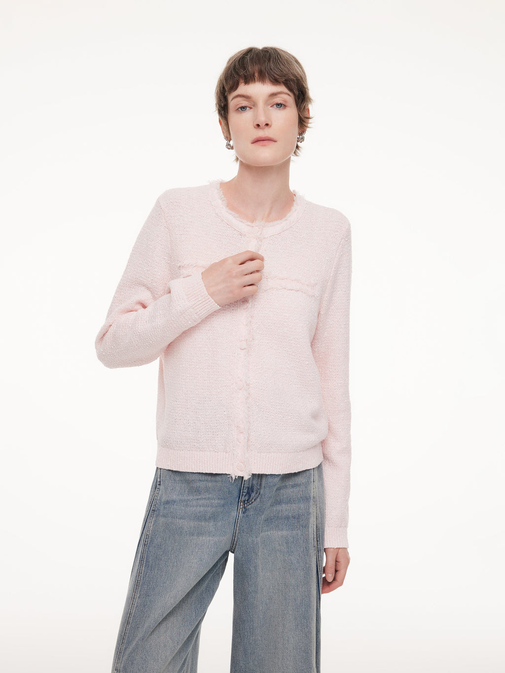 Frayed Edge Women Knit Cardigan
