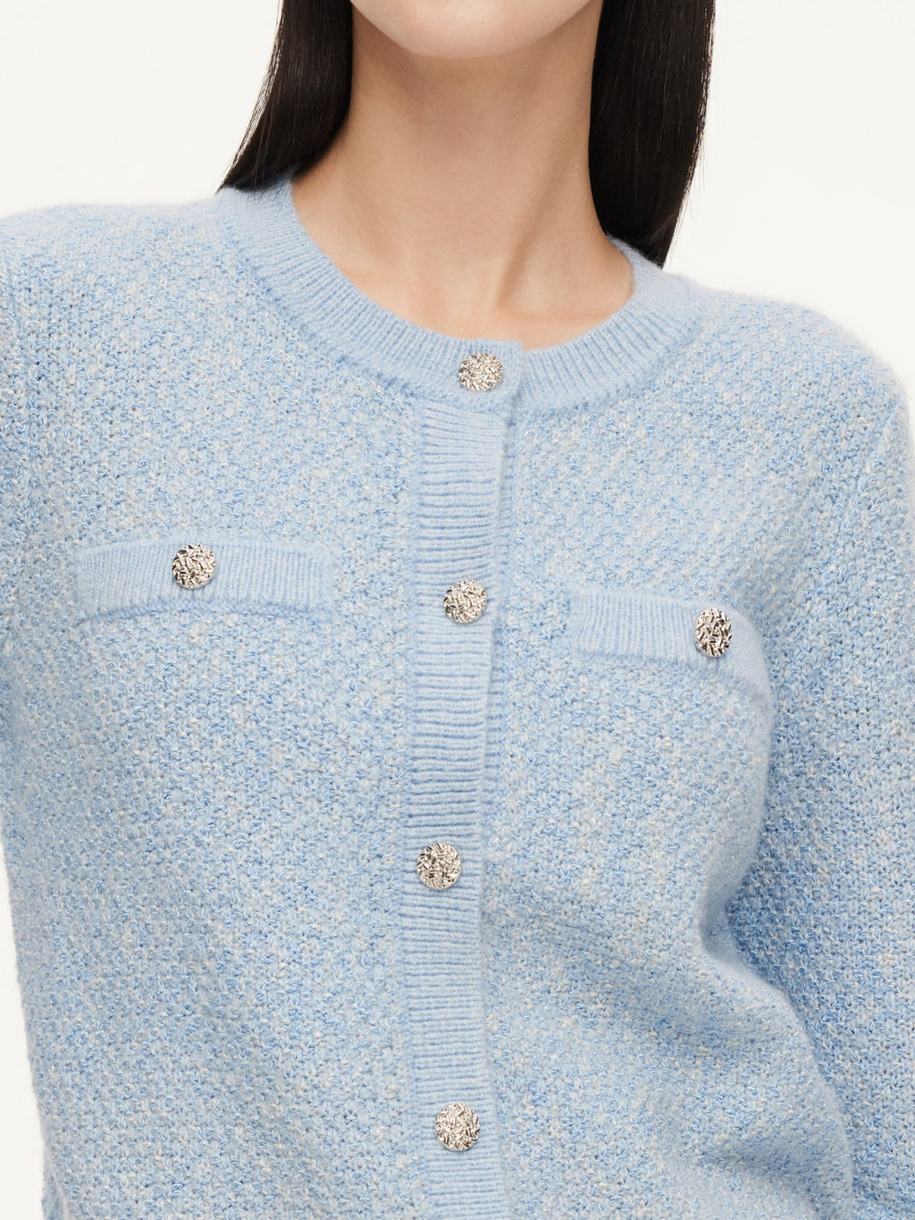 Round Neck Single-Breasted Women Cardigan