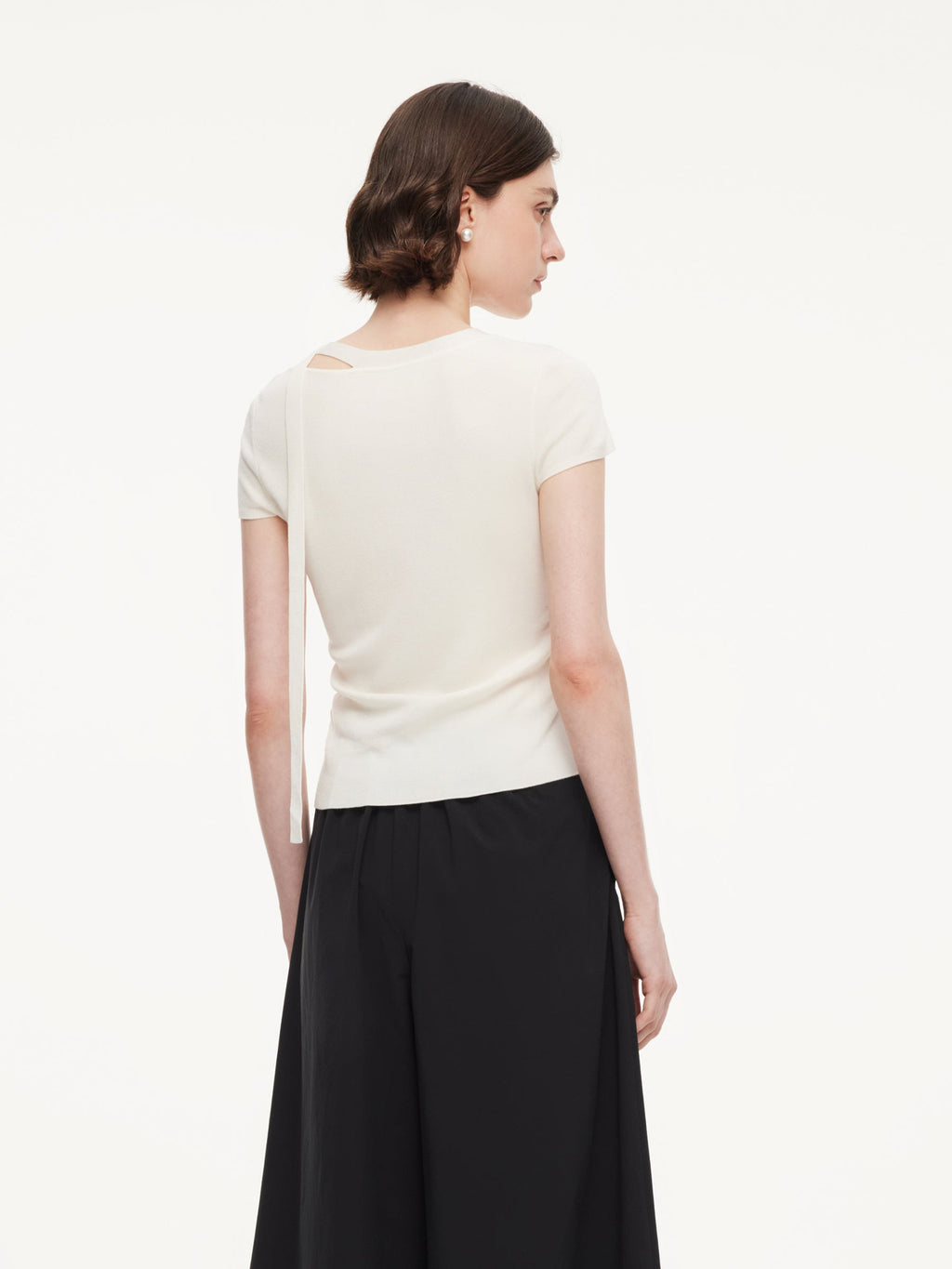 Triacetate Lyocell Blend Women Ribbon Knit Top