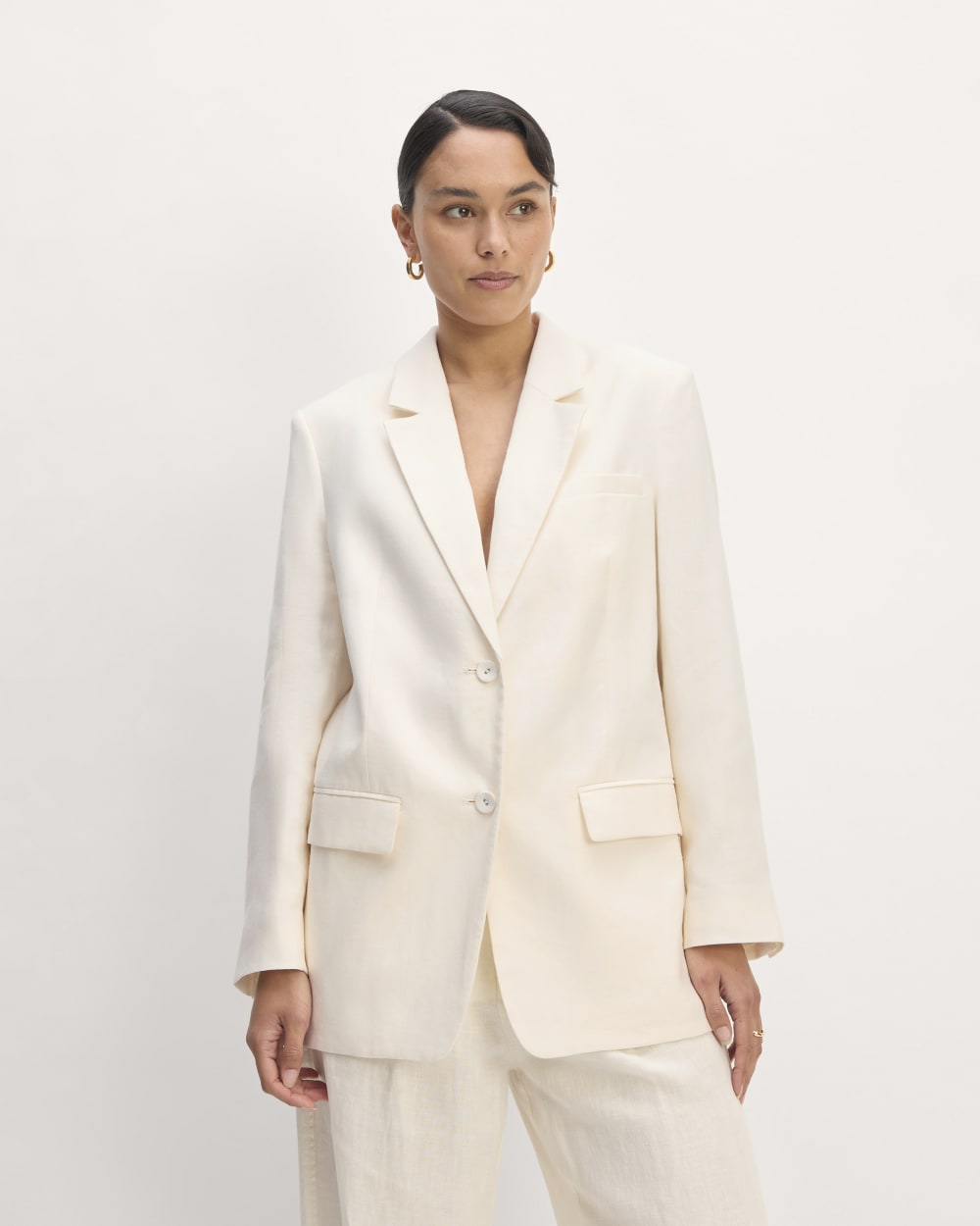 The Oversized Blazer in Linen | Bone