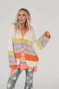 Retro Babe Striped Cardigan - Cream - Pre Order