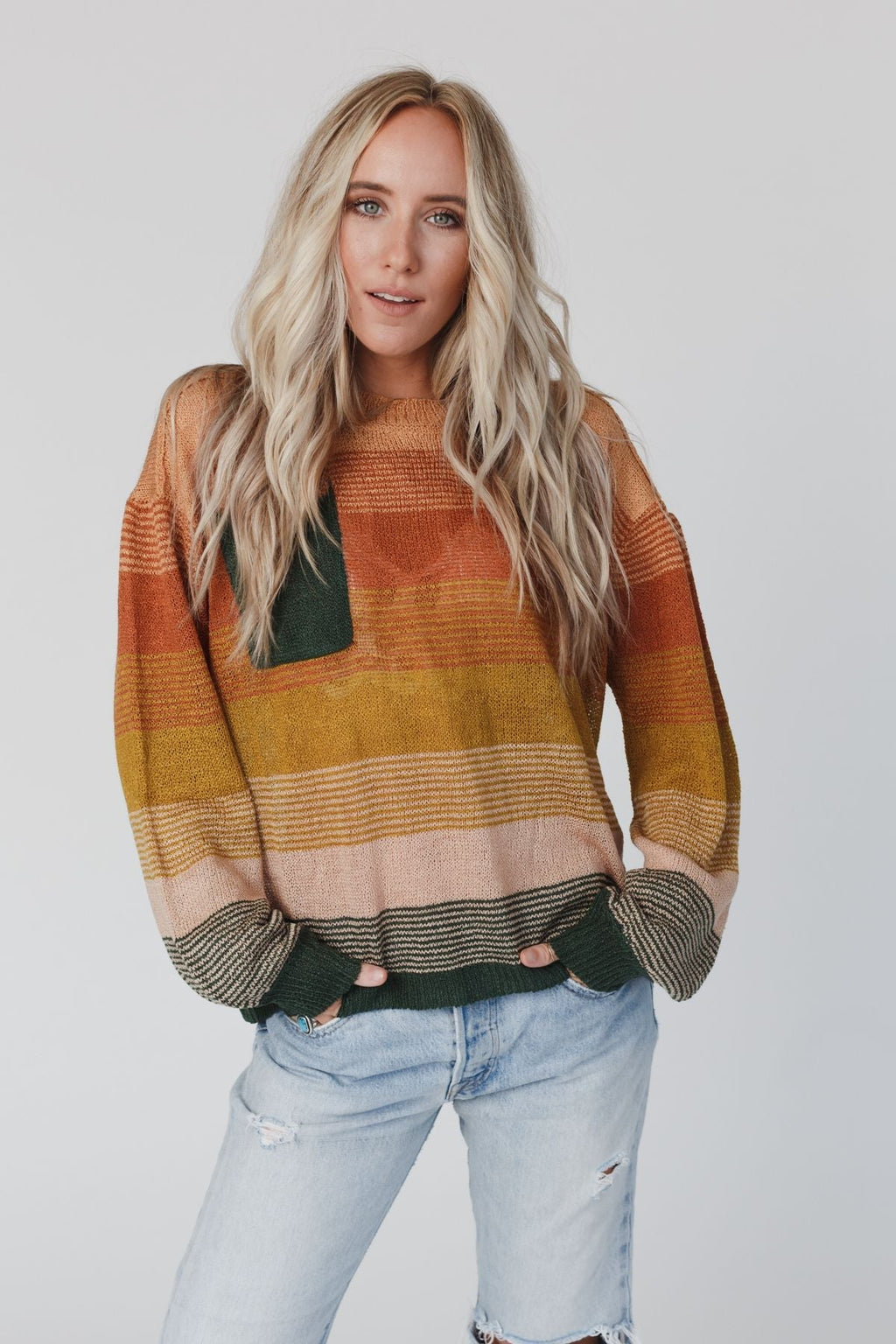 Going Places Gradient Stripe Sweater - Mustard - Pre Order