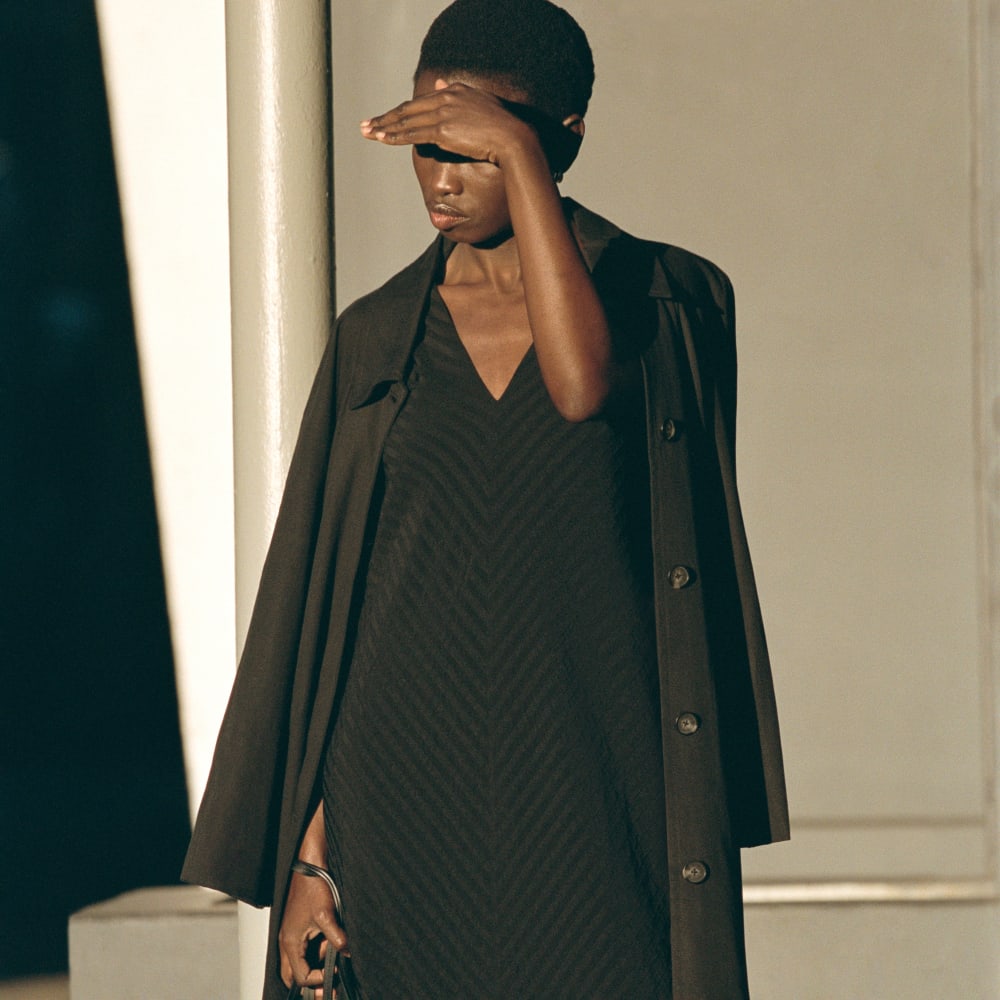 The Gathered Drape Trench | Black