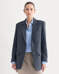 The Oversized Blazer in Wool | Navy Herringbone