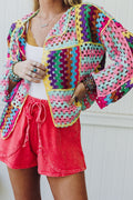 Colorwaves Crochet Cardigan - Pink