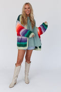 Wrapped up in Color Knit Cardigan - Green Multi - Pre Order